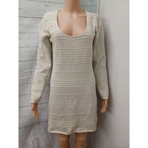 Dots Top Sz L Tan Beige Metallic Shimmery Stretch Top Mini Dress